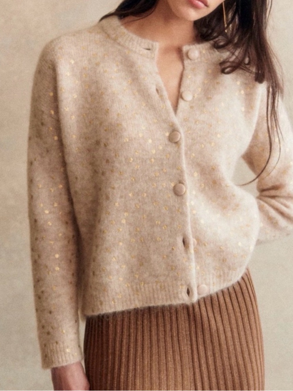 Sézane Talitha beige marl gold spots